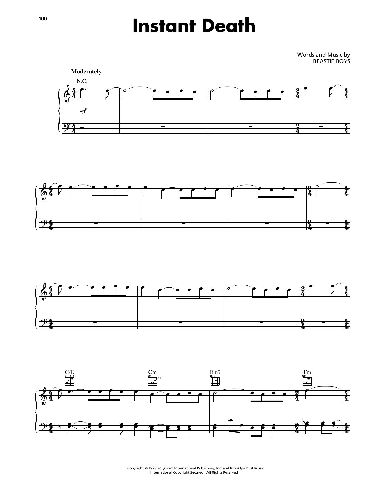 Beastie Boys Instant Death sheet music notes and chords. Download Printable PDF.