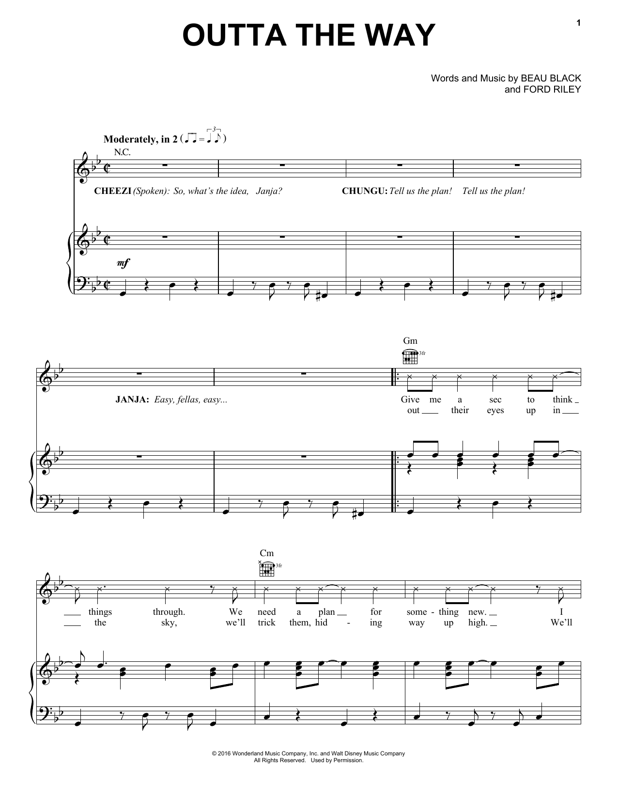 Beau Black Outta The Way sheet music notes and chords. Download Printable PDF.