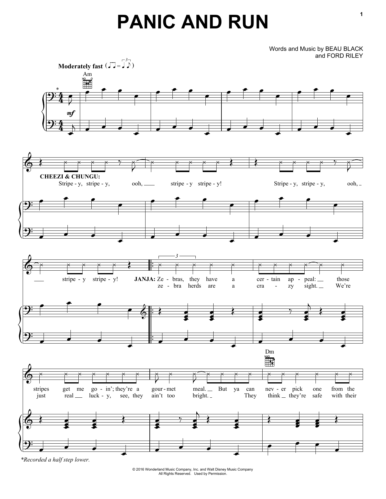 Beau Black Panic And Run sheet music notes and chords. Download Printable PDF.