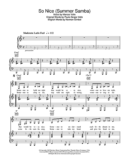 Astrud Gilberto So Nice (Summer Samba) sheet music notes and chords. Download Printable PDF.