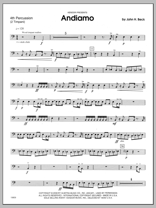 Learn to play Beck Andiamo - Percussion 4 sheet music for Percussion Ensemble in minutes. Beck Andiamo - Percussion 4 sheet music notes and chords. Download Printable PDF.