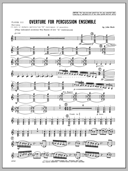 Beck Overture For Percussion Ensemble - Percussion 3 sheet music notes and chords. Download Printable PDF.