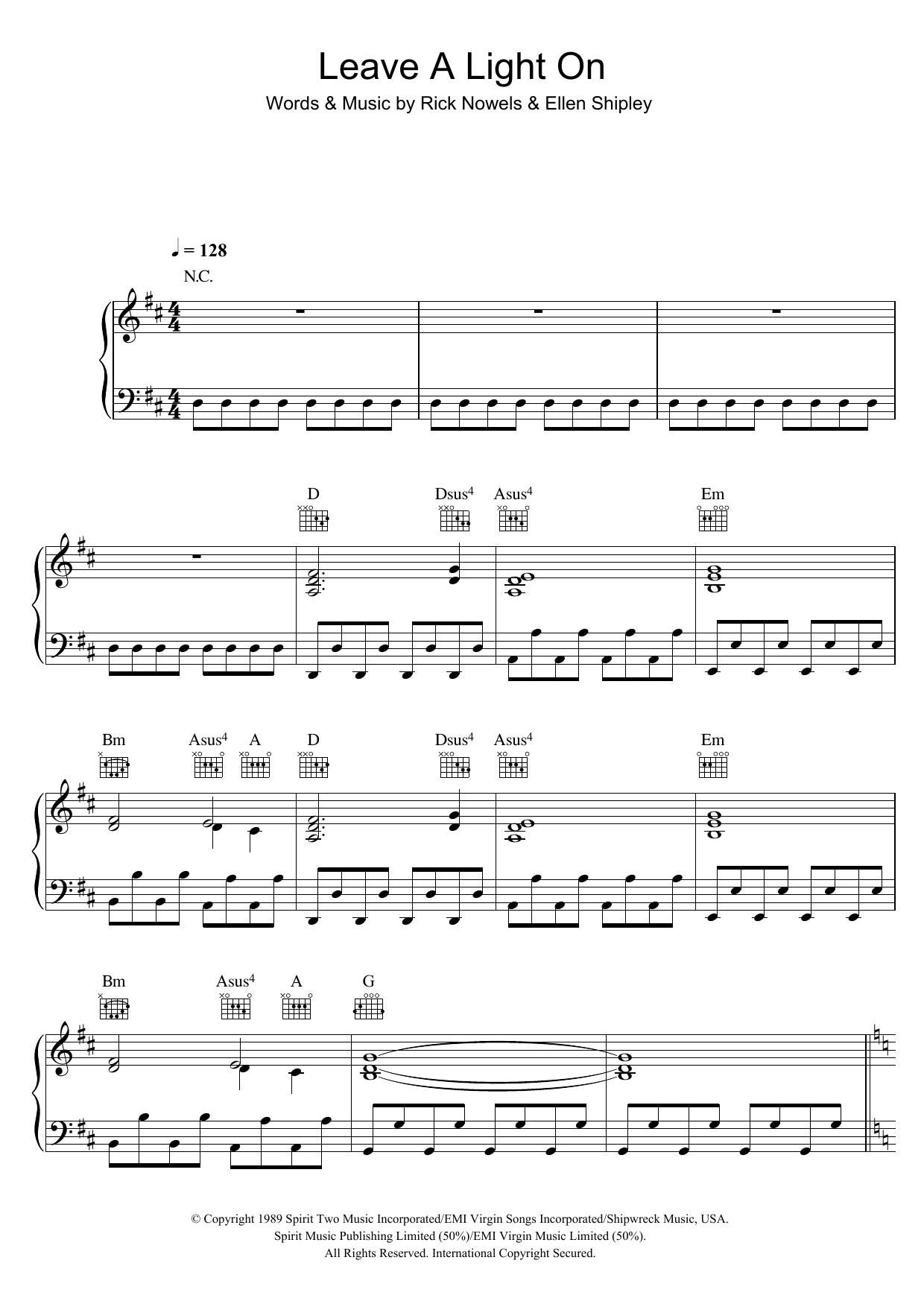 Belinda Carlisle "Leave A Light On" Sheet PDF | Pop Score Piano, Vocal & Guitar Download Printable. SKU: 42866