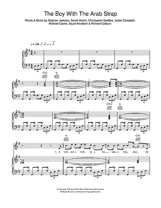 Belle Sebastian The Boy With The Arab Strap Sheet Music Pdf Notes Chords Pop Score Piano Vocal Guitar Download Printable Sku 42990