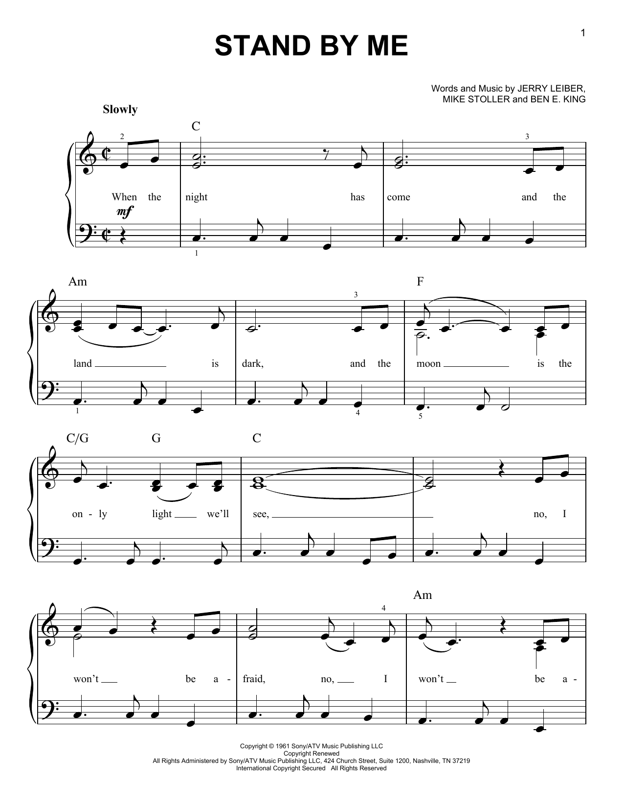 Ben E. King Stand By Me sheet music notes and chords. Download Printable PDF.