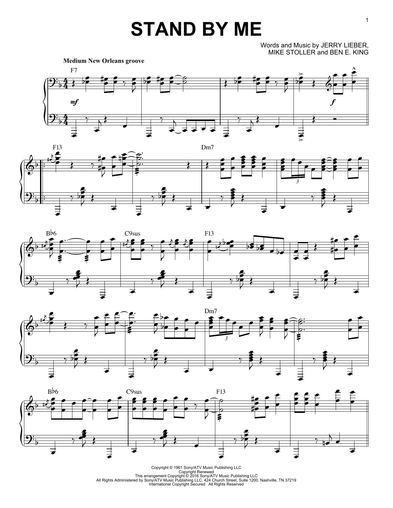 Ben E King Stand By Me Jazz Version Arr Brent Edstrom Sheet Music Pdf Notes Chords Pop Score Piano Solo Download Printable Sku