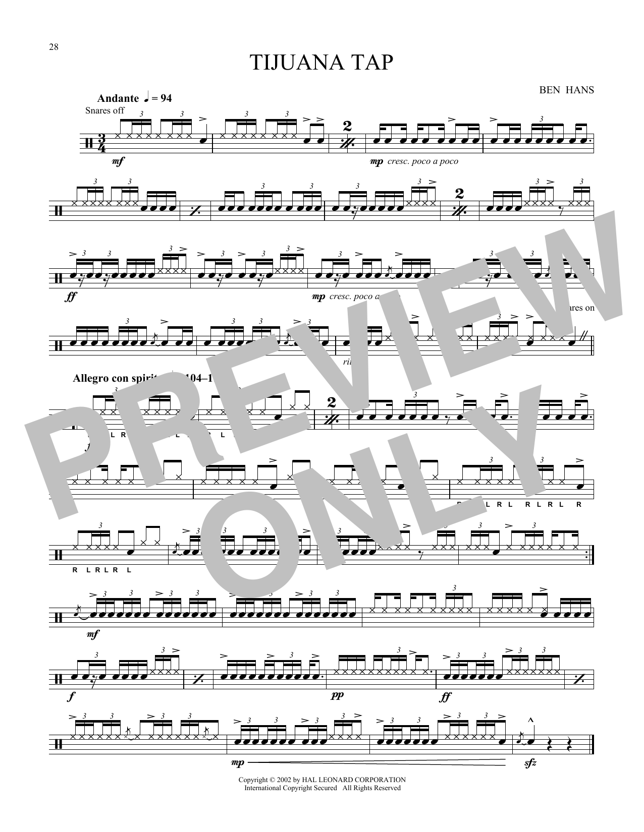 Ben Hans Tijuana Tap sheet music notes and chords. Download Printable PDF.