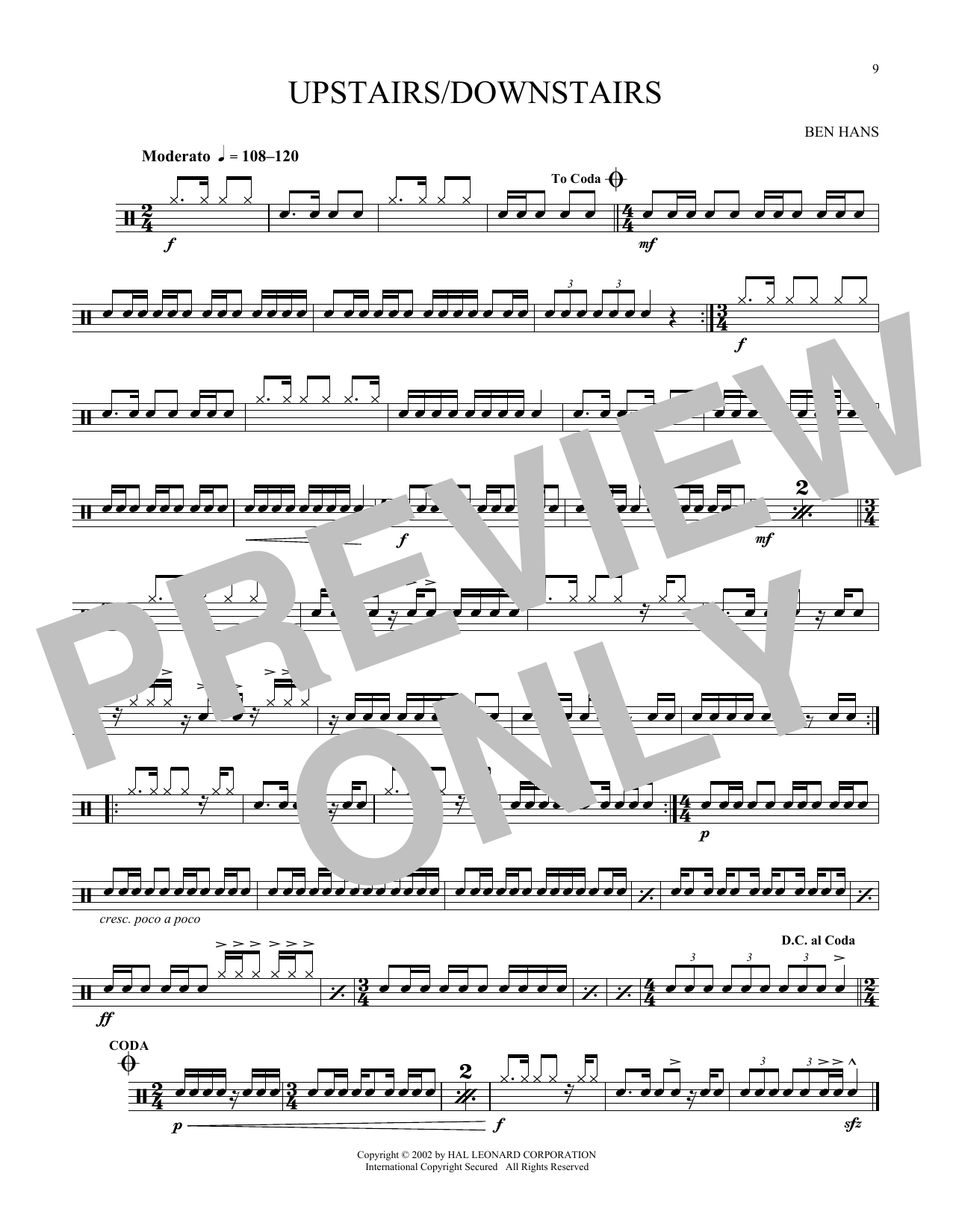 Ben Hans Upstairs/Downstairs sheet music notes and chords. Download Printable PDF.