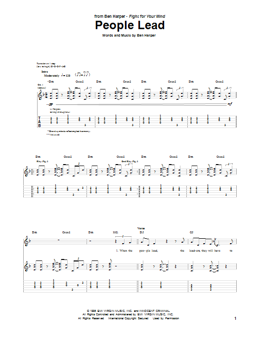 Ben Harper People Lead sheet music notes and chords. Download Printable PDF.