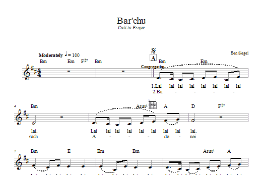 Ben Siegel Bar'chu sheet music notes and chords. Download Printable PDF.