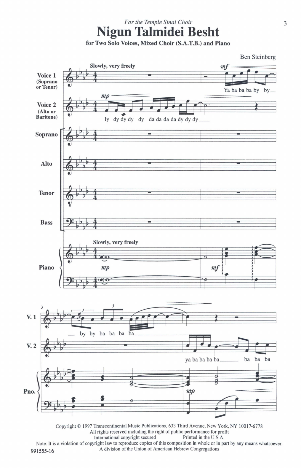 Ben Steinberg Nigun Talmidei Besht sheet music notes and chords. Download Printable PDF.