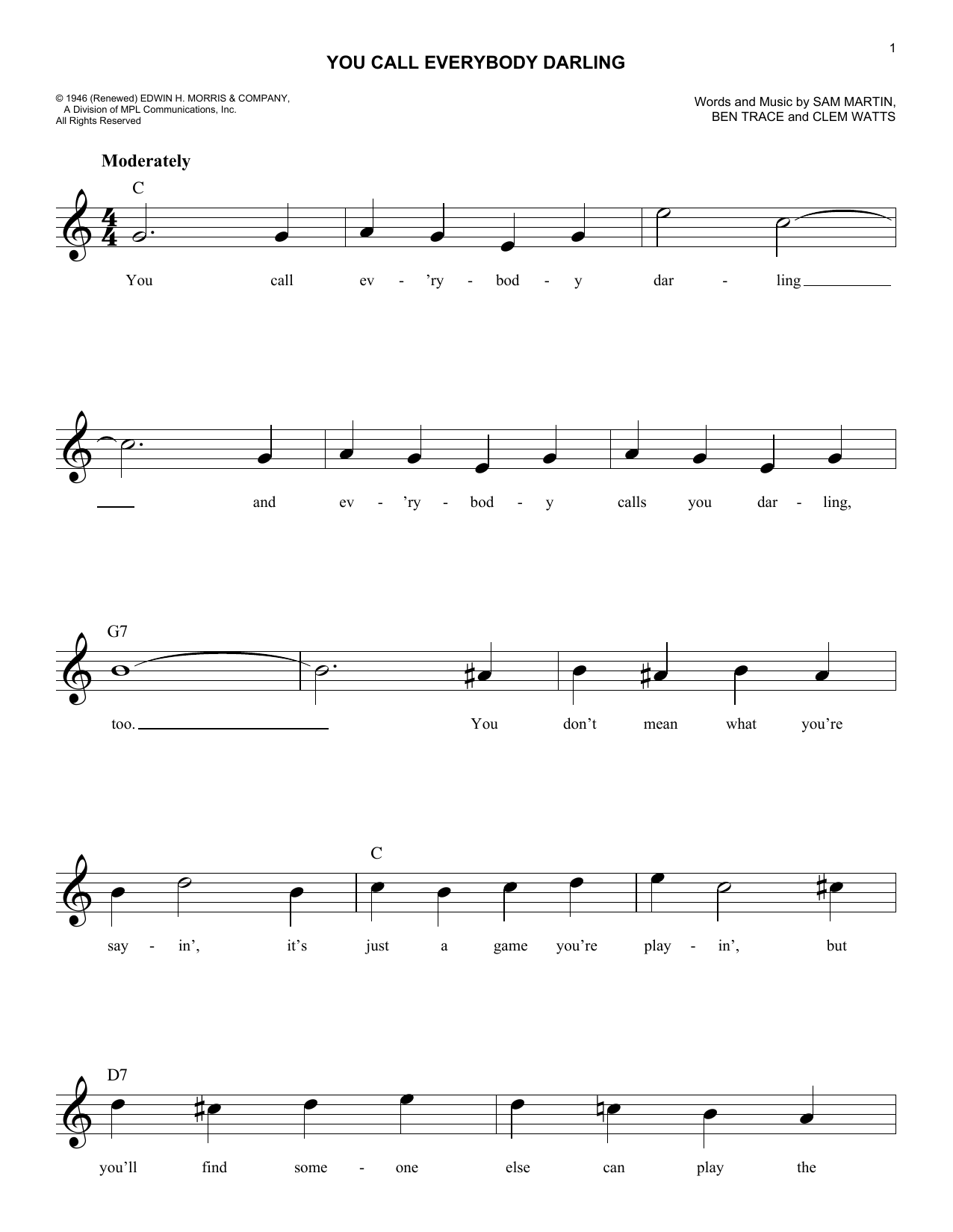 Learn to play Ben Trace You Call Everybody Darling sheet music for Lead Sheet / Fake Book in minutes. Ben Trace You Call Everybody Darling sheet music notes and chords. Download Printable PDF.
