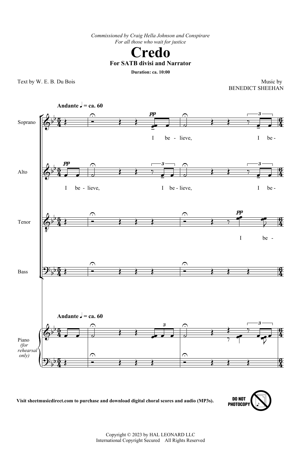 Benedict Sheehan Credo sheet music notes and chords. Download Printable PDF.