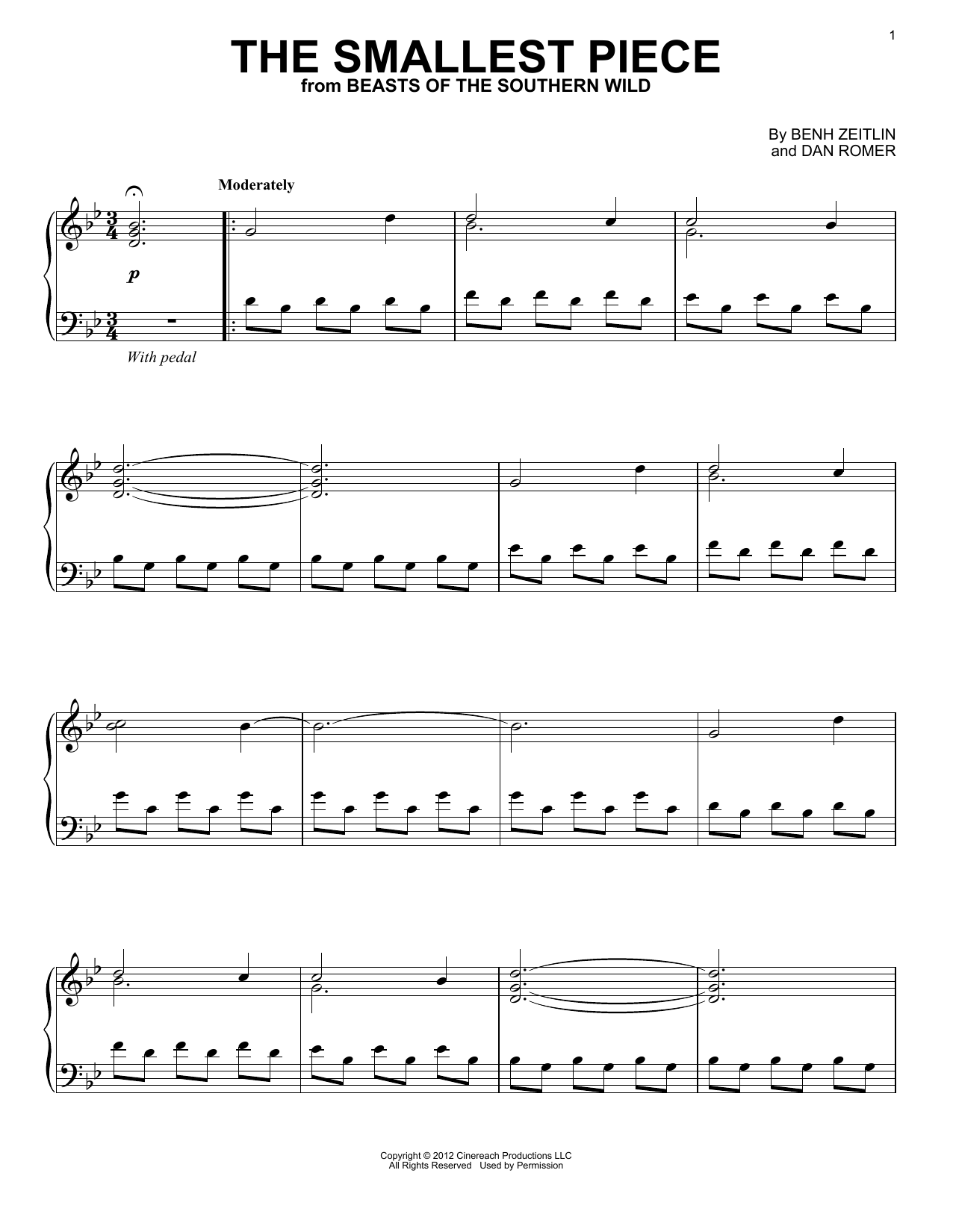 Benh Zeitlin The Smallest Piece sheet music notes and chords. Download Printable PDF.