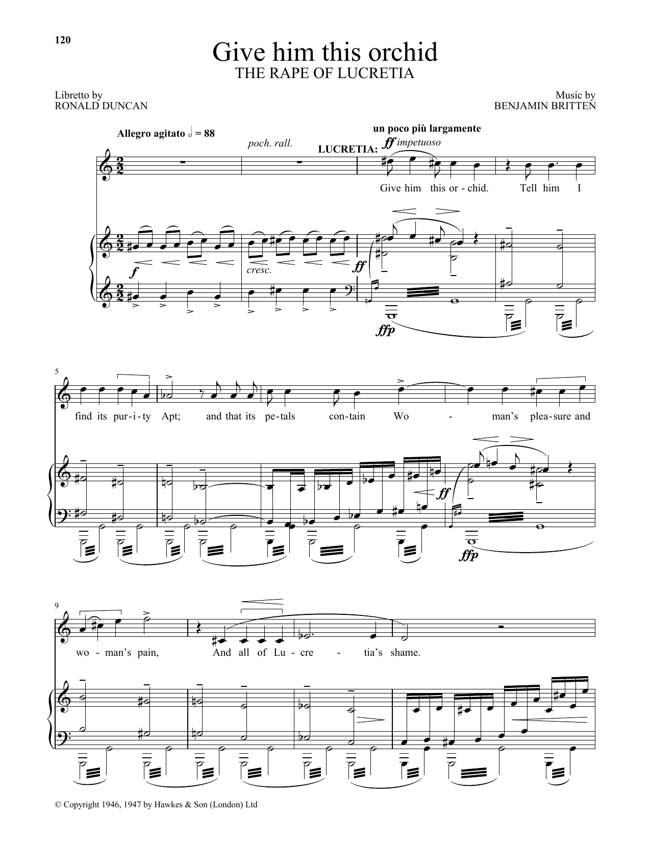Benjamin Britten Give Him This Orchid From The Rape Of Lucretia Sheet Music Pdf Notes Chords Classical Score Piano Vocal Download Printable Sku 417291