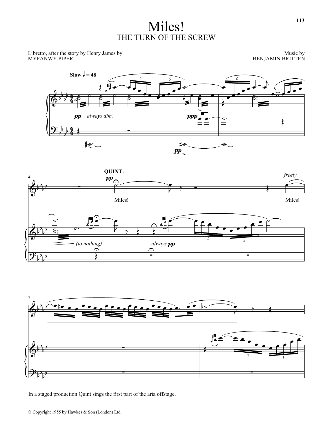 Benjamin Britten Miles From The Turn Of The Screw Sheet Music Pdf Notes Chords Classical Score Piano Vocal Download Printable Sku 417271