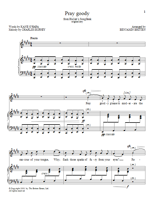 Benjamin Britten Pray goody sheet music notes and chords. Download Printable PDF.