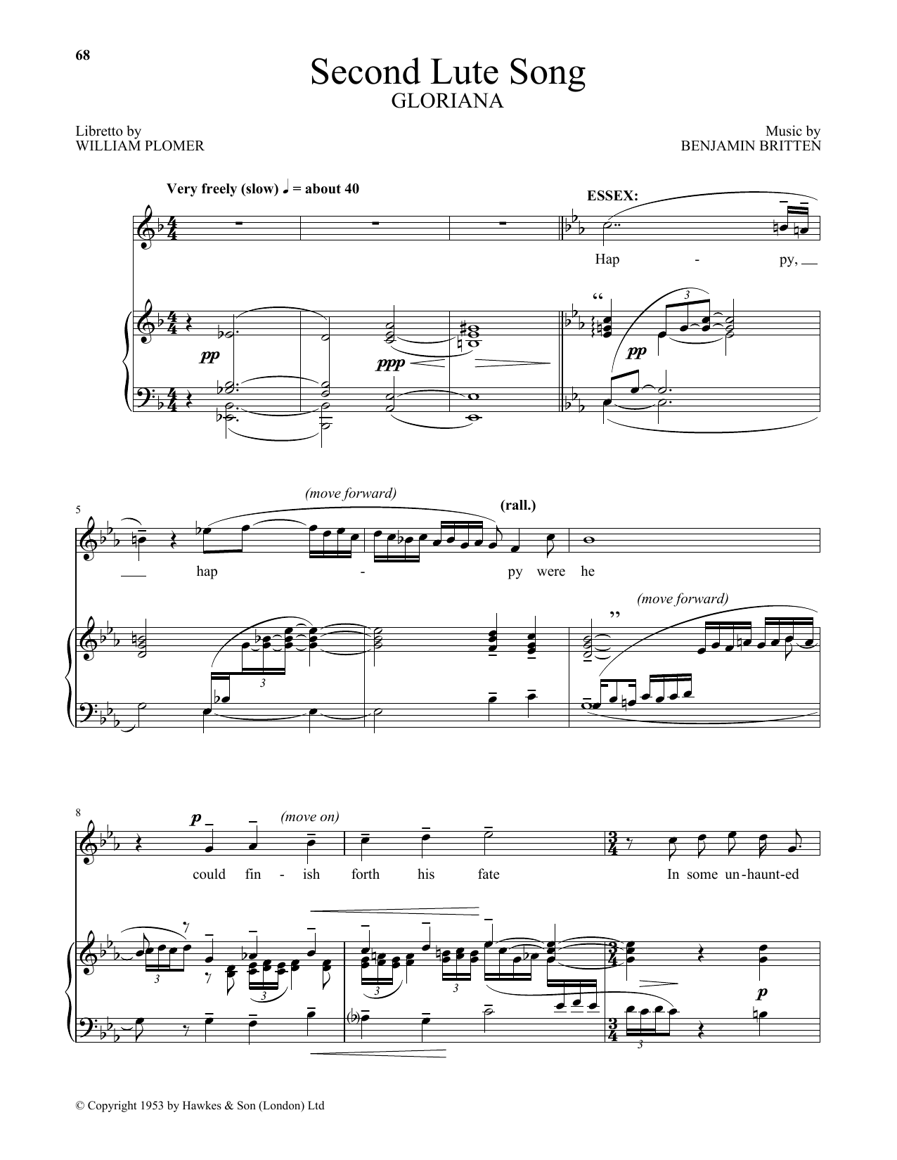 Learn to play Benjamin Britten Second Lute Song (from Gloriana) sheet music for Piano & Vocal in minutes. Benjamin Britten Second Lute Song (from Gloriana) sheet music notes and chords. Download Printable PDF.