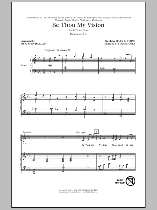 Learn to play Benjamin Harlan Be Thou My Vision sheet music for SATB Choir in minutes. Price: 3.9900$ Benjamin Harlan Be Thou My Vision sheet music notes and chords arranged for SATB Choir