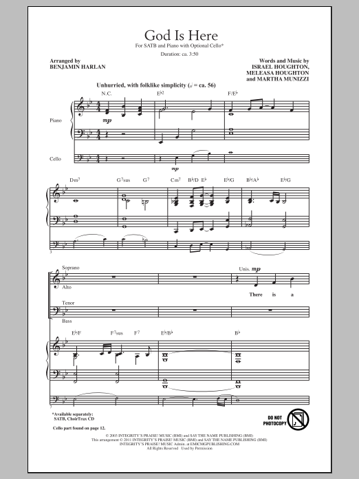 Benjamin Harlan God Is Here sheet music notes and chords. Download Printable PDF.