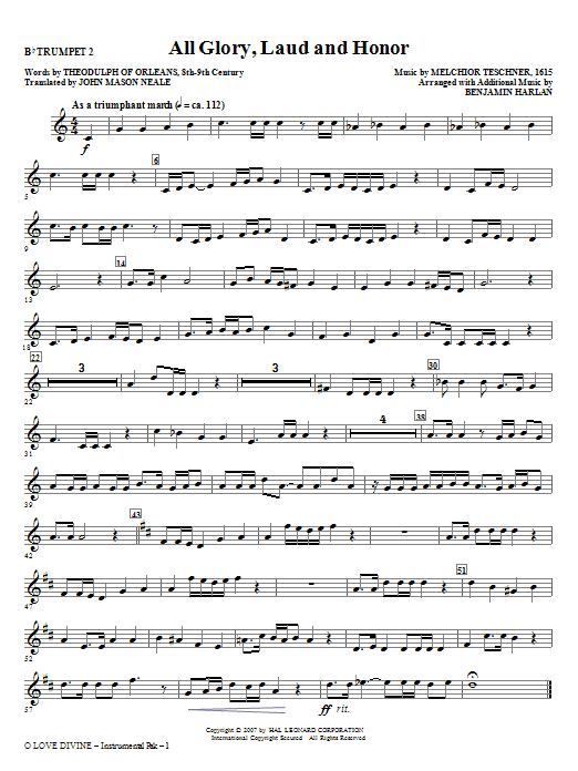 Learn to play Benjamin Harlan O Love Divine - Bb Trumpet 2 sheet music for Choir Instrumental Pak in minutes. Benjamin Harlan O Love Divine - Bb Trumpet 2 sheet music notes and chords. Download Printable PDF.