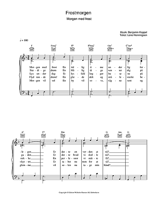 Benjamin Koppel Frostmorgen sheet music notes and chords. Download Printable PDF.