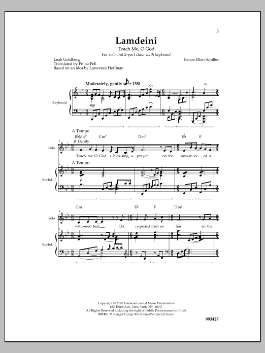 Benjie Ellen Schiller Lamdeini sheet music notes and chords. Download Printable PDF.