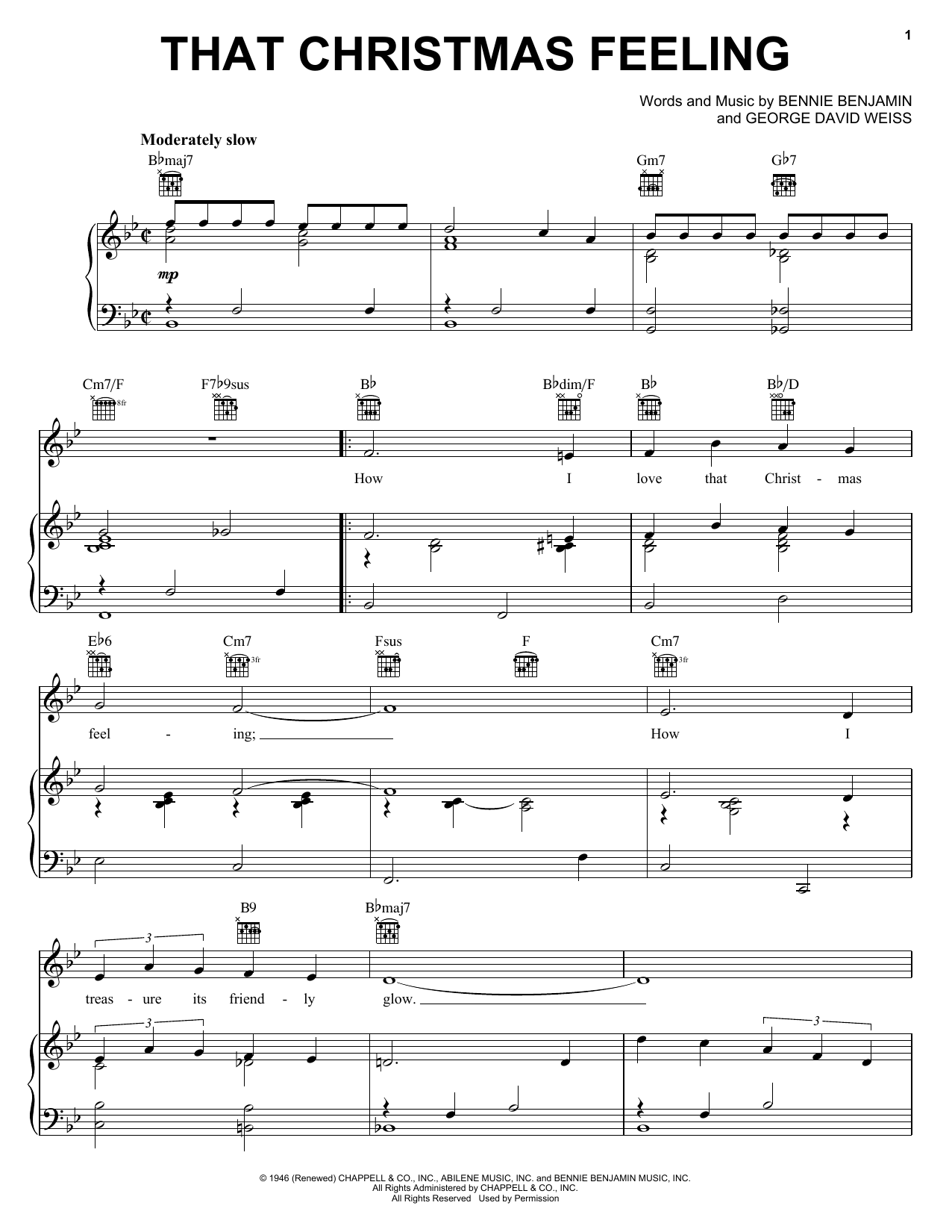 Learn to play Bennie Benjamin That Christmas Feeling sheet music for Real Book – Melody, Lyrics & Chords in minutes. Bennie Benjamin That Christmas Feeling sheet music notes and chords. Download Printable PDF.