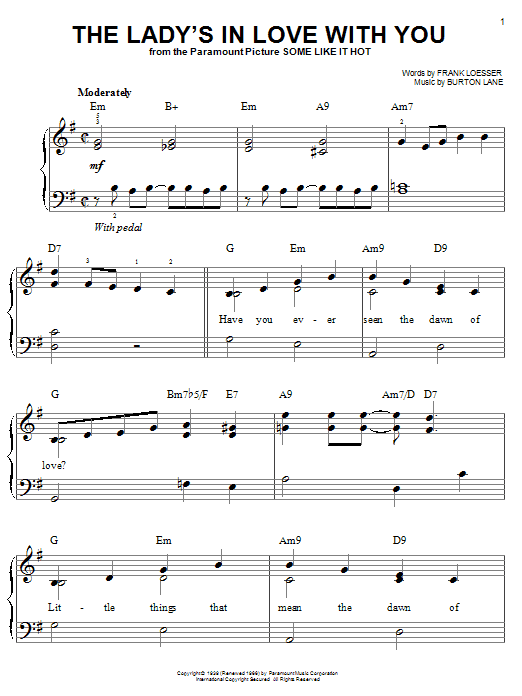 Learn to play Benny Goodman The Lady's In Love With You sheet music for Easy Piano in minutes. Price: 6.9900$ Benny Goodman The Lady's In Love With You sheet music notes and chords arranged for Easy Piano