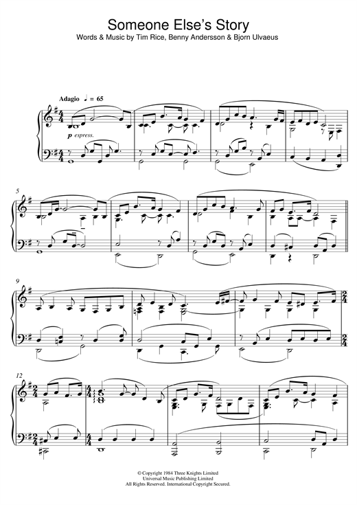 Learn to play Benny Andersson Someone Else's Story (from Benny Andersson Someone Else's Story (from