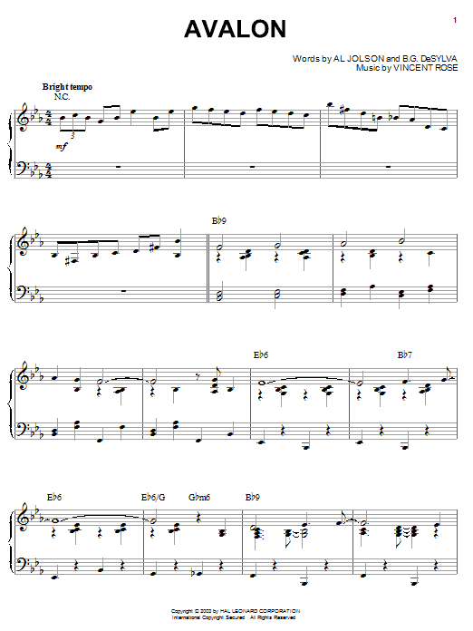 Benny Goodman Avalon sheet music notes and chords. Download Printable PDF.