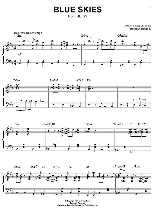 Benny Goodman Blue Skies sheet music notes and chords. Download Printable PDF.