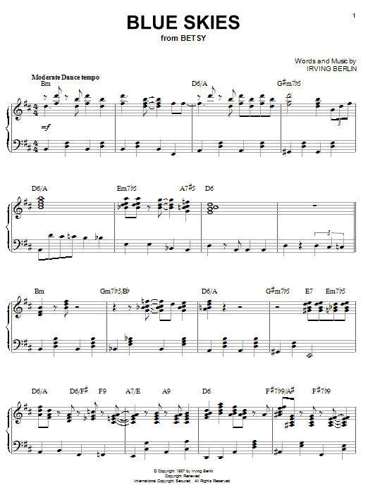 Learn to play Benny Goodman Blue Skies sheet music for Piano Solo in minutes. Benny Goodman Blue Skies sheet music notes and chords. Download Printable PDF.