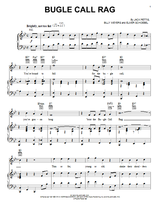 Benny Goodman Bugle Call Rag sheet music notes and chords. Download Printable PDF.