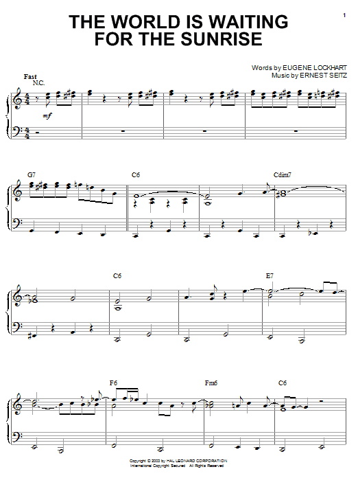 Learn to play Benny Goodman The World Is Waiting For The Sunrise sheet music for Piano Solo in minutes. Price: 7.7900$ Benny Goodman The World Is Waiting For The Sunrise sheet music notes and chords. Download Printable PDF.