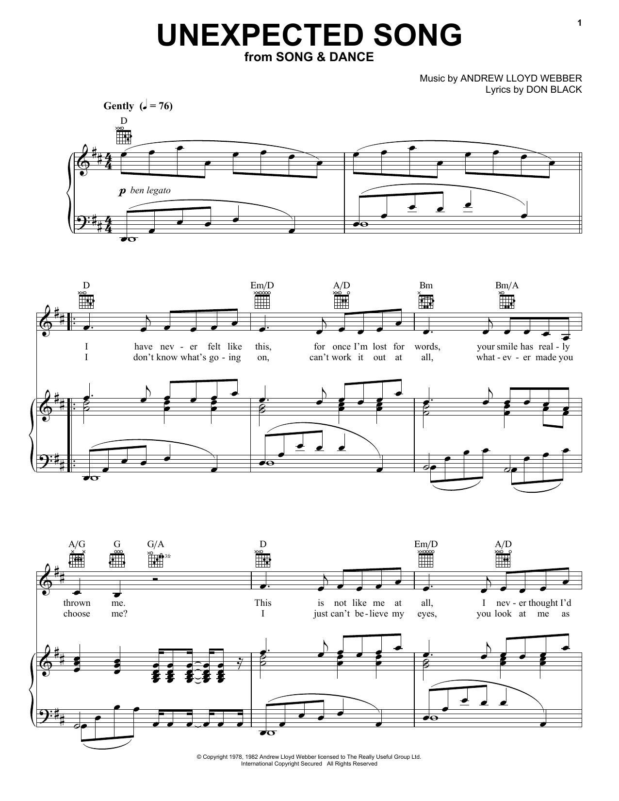 Bernadette Peters Unexpected Song (from Song & Dance) sheet music notes and chords. Download Printable PDF.