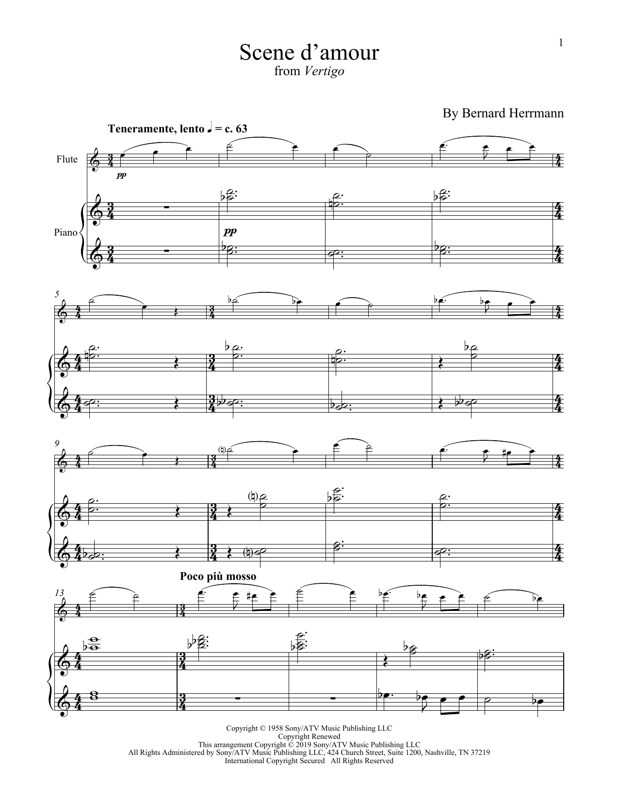 Learn to play Bernard Hermann Scene D'Amour (from Vertigo) sheet music for Flute and Piano in minutes. Bernard Hermann Scene D'Amour (from Vertigo) sheet music notes and chords. Download Printable PDF.