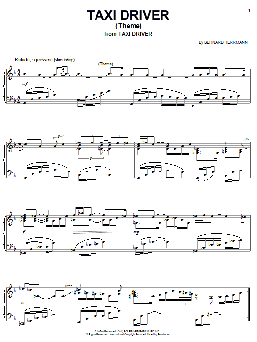 Bernard Herrmann Taxi Driver (Theme) sheet music notes and chords. Download Printable PDF.