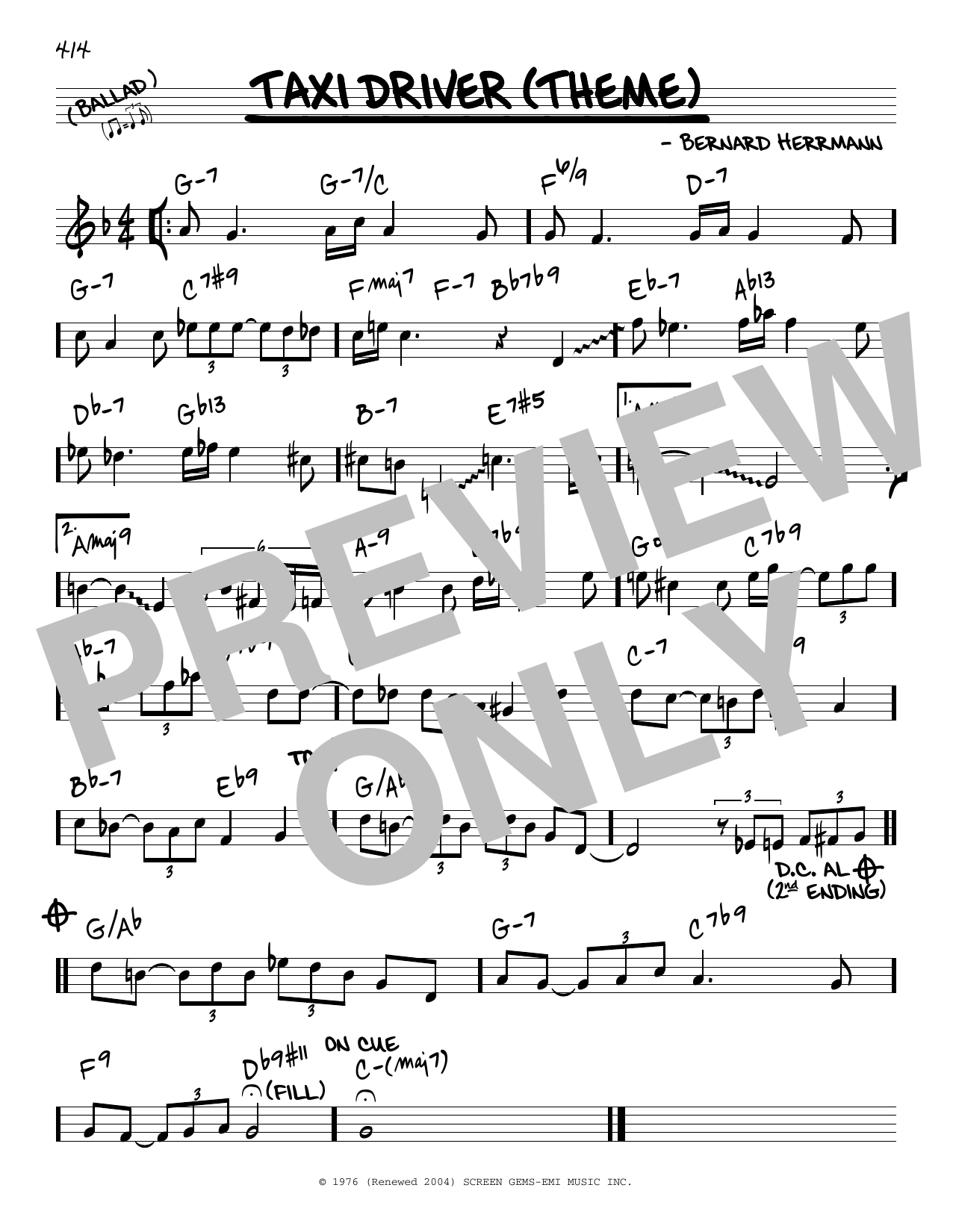 Learn to play Bernard Herrmann Taxi Driver (Theme) sheet music for Big Note Piano in minutes. Bernard Herrmann Taxi Driver (Theme) sheet music notes and chords. Download Printable PDF.