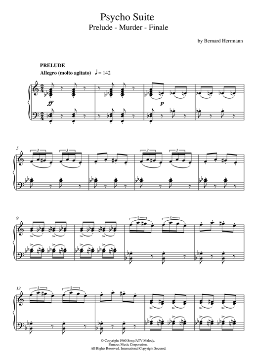 Learn to play Bernard Herrmann The Murder From Psycho sheet music for Piano Solo in minutes. Bernard Herrmann The Murder From Psycho sheet music notes and chords. Download Printable PDF.