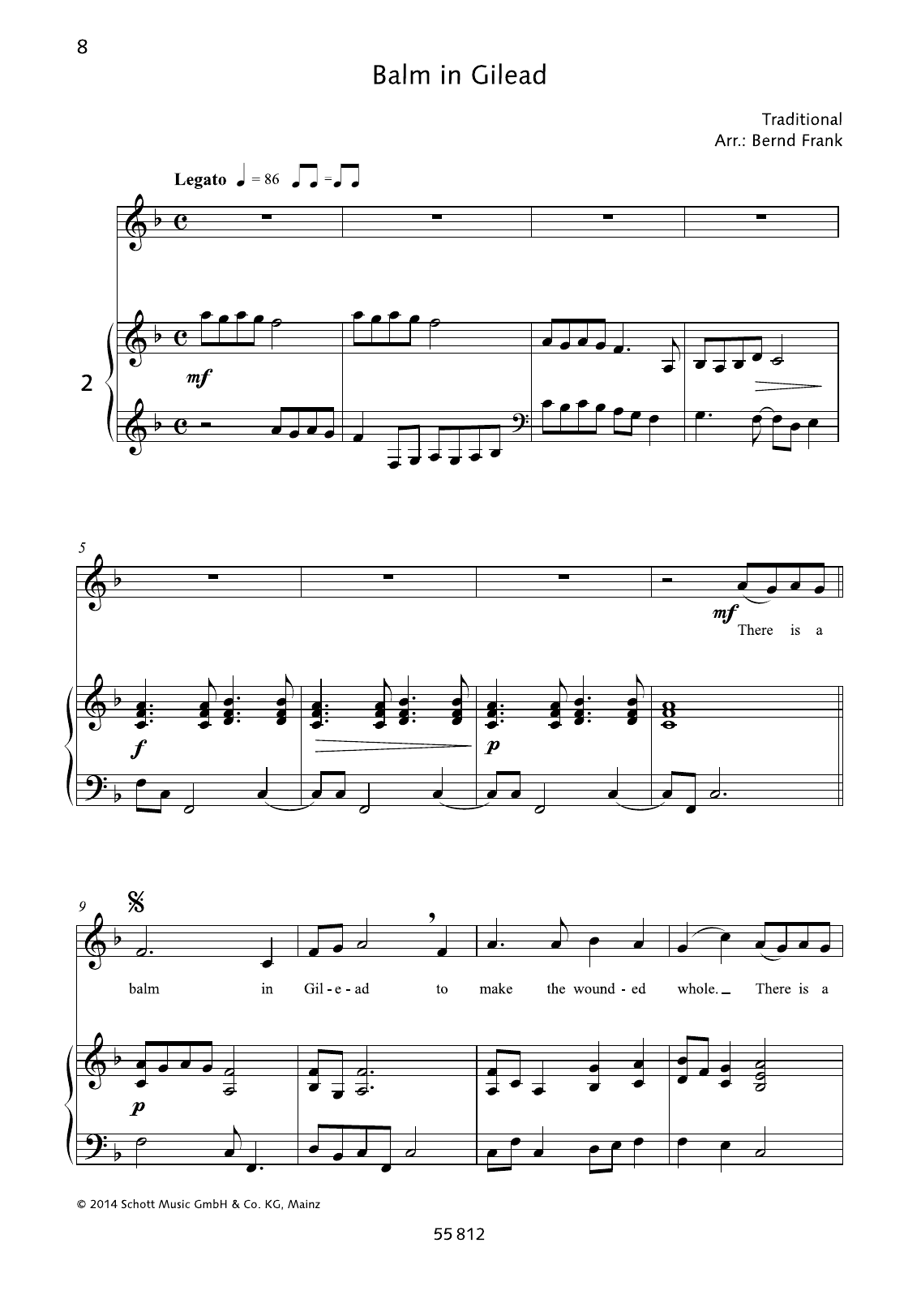 Bernd Frank Balm in Gilead sheet music notes and chords. Download Printable PDF.