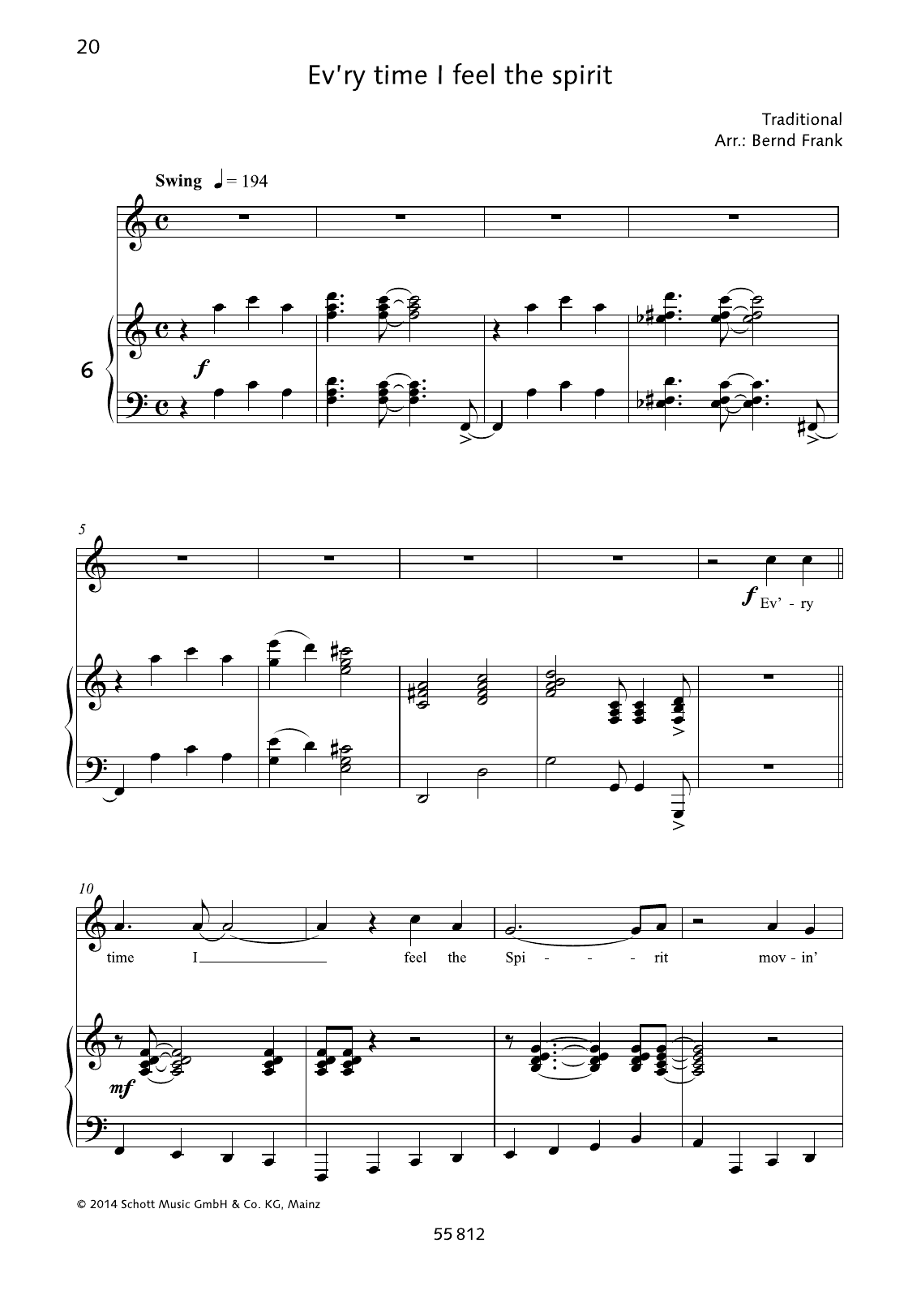 Learn to play Bernd Frank Ev'ry Time I Feel The Spirit sheet music for Piano & Vocal in minutes. Price: 6.9900$ Bernd Frank Ev'ry Time I Feel The Spirit sheet music notes and chords arranged for Piano & Vocal