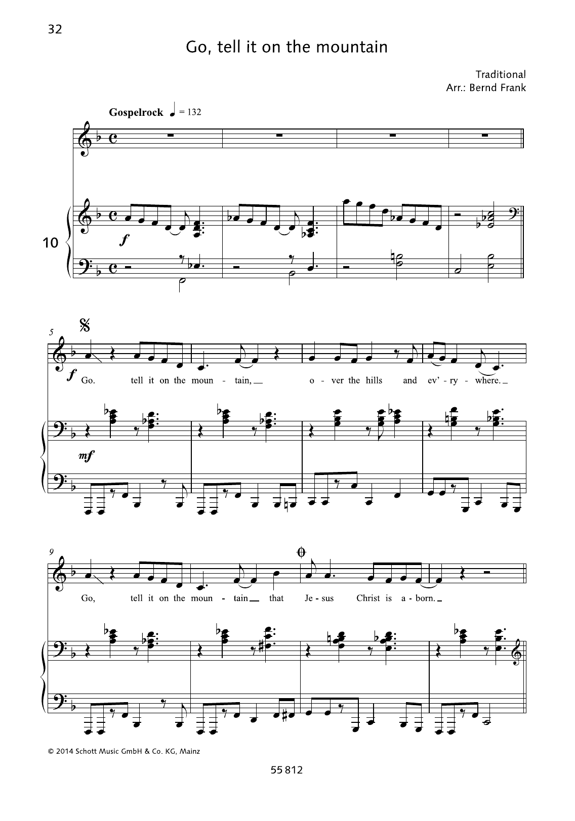 Learn to play Bernd Frank Go, Tell It on the Mountain sheet music for Piano & Vocal in minutes. Price: 6.9900$ Bernd Frank Go, Tell It on the Mountain sheet music notes and chords arranged for Piano & Vocal