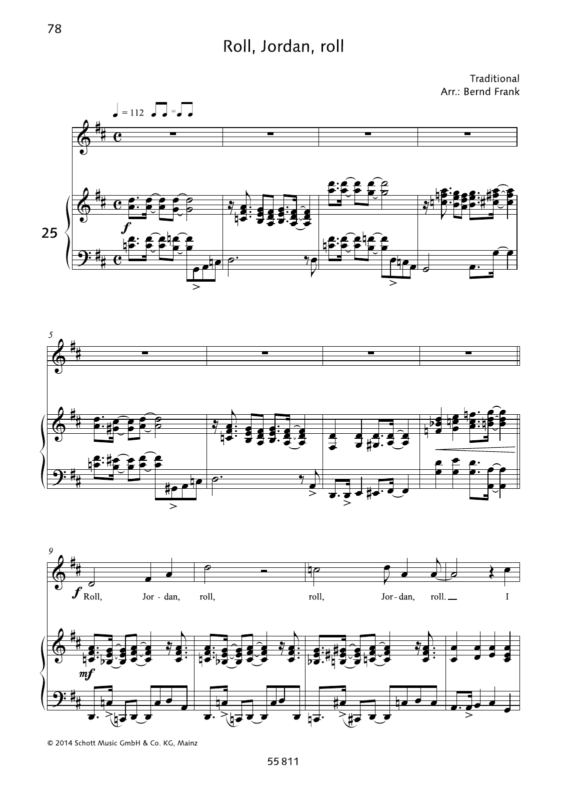 Bernd Frank "Roll, Jordan, Roll" Sheet Music PDF Notes, Chords | Gospel Score Piano & Vocal Download Printable.