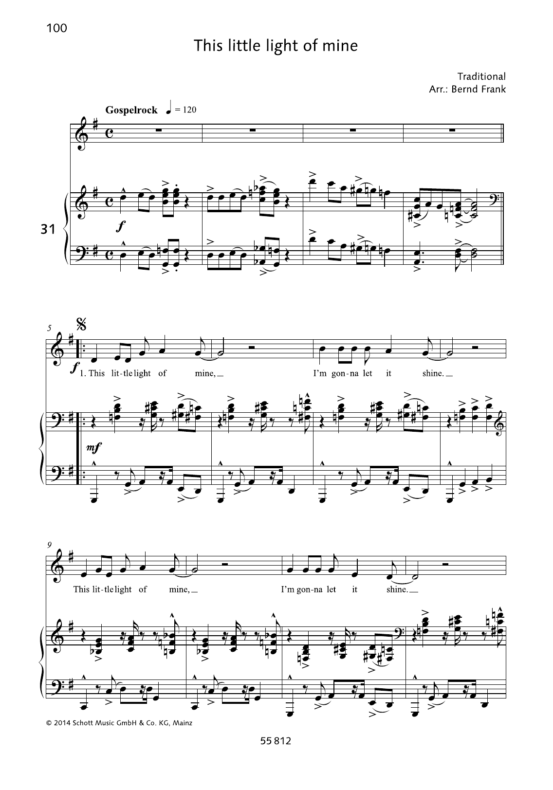 Bernd Frank "This Little Light of Mine" PDF Notes, Chords | Gospel Score Piano & Vocal Download Printable. SKU: 363664