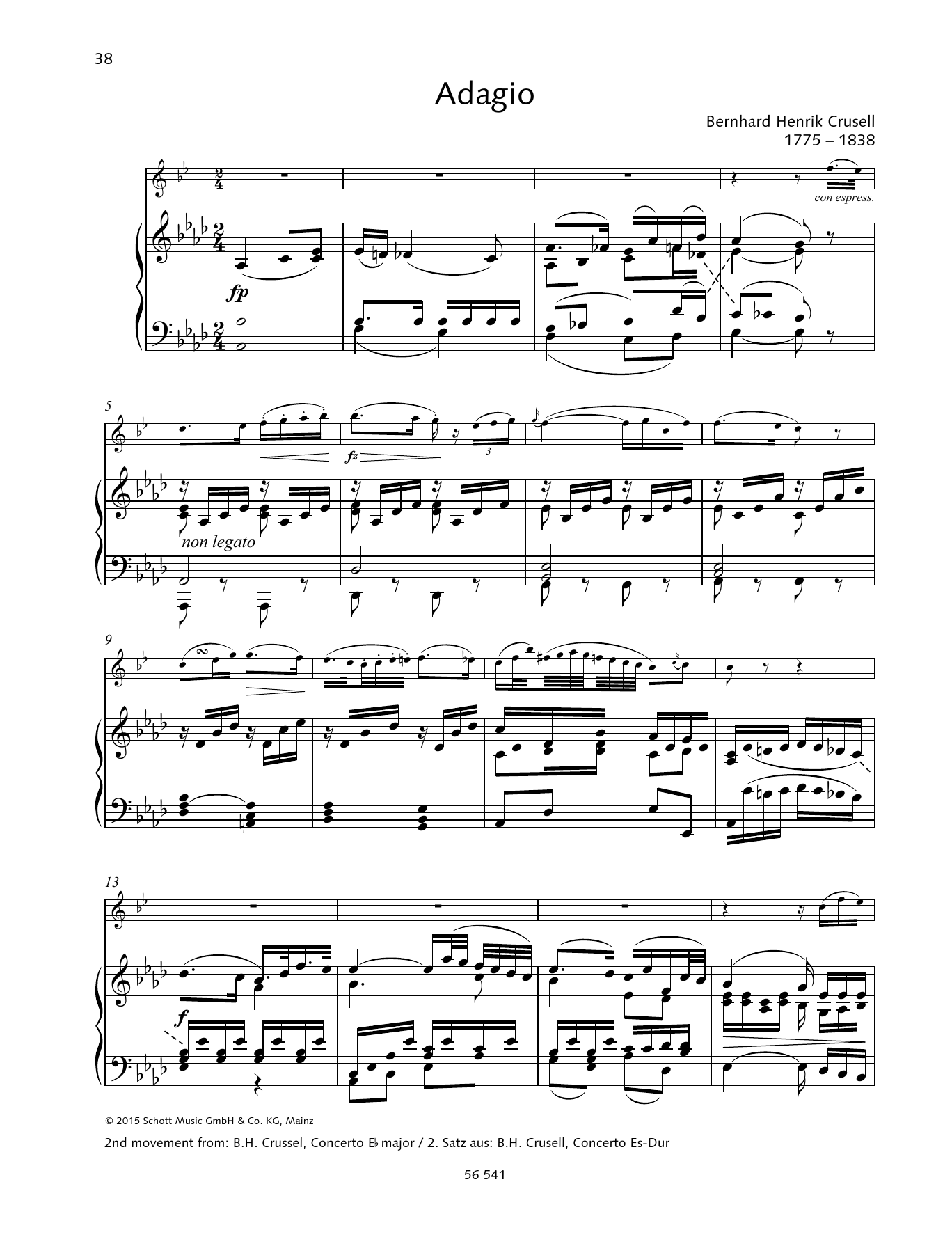 Bernhard Henrik Crusell Adagio sheet music notes and chords. Download Printable PDF.