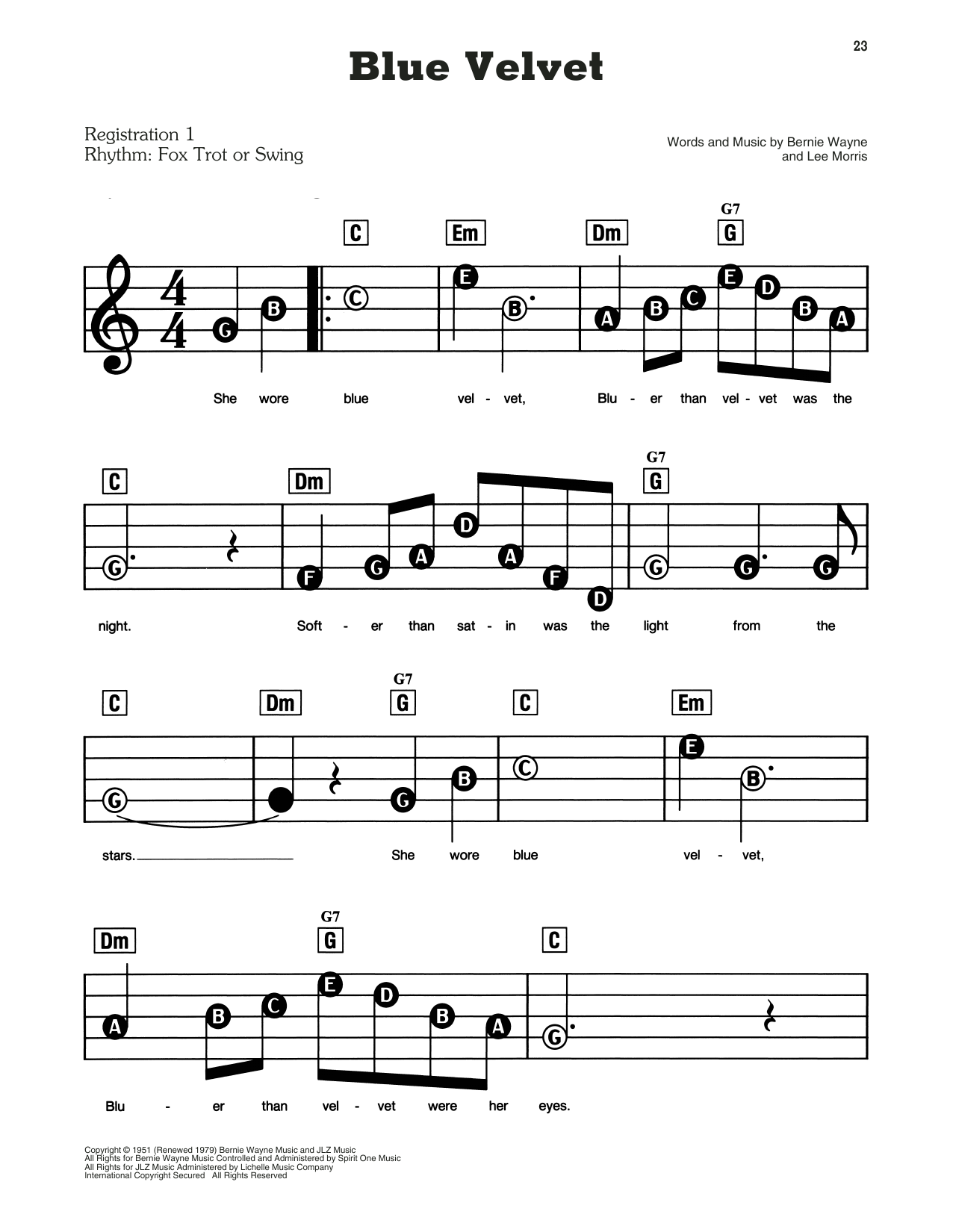 Bernie Wayne Lee Morris Blue Velvet Sheet Music Pdf Notes Chords Standards Score E Z Play Today Download Printable Sku 437422