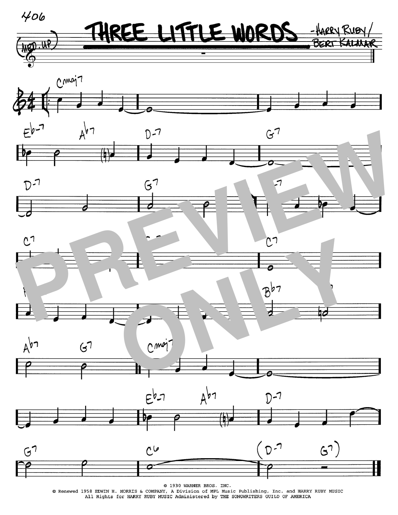 Learn to play Bert Kalmar Three Little Words sheet music for Real Book – Melody, Lyrics & Chords in minutes. Bert Kalmar Three Little Words sheet music notes and chords. Download Printable PDF.