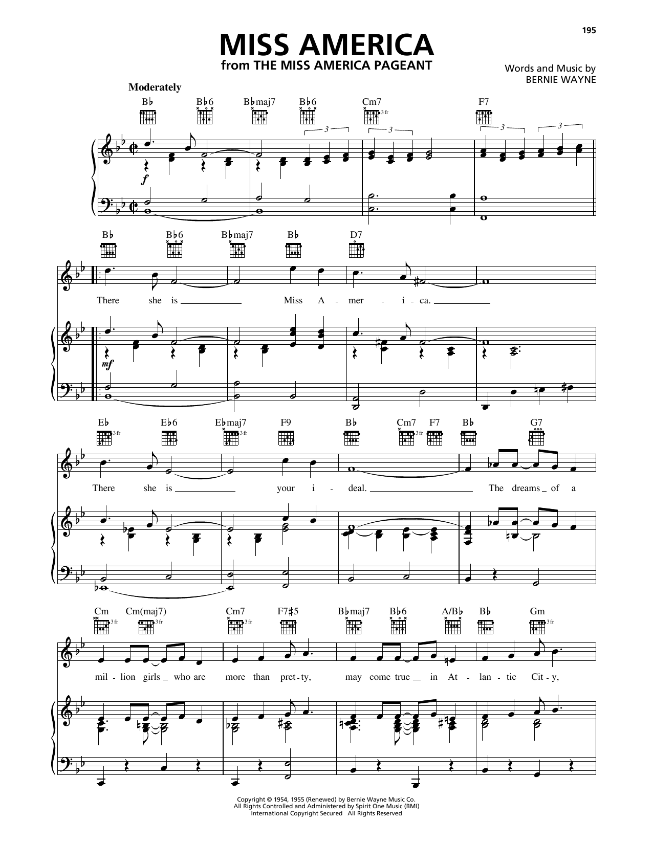 Bert Parks Miss America sheet music notes and chords. Download Printable PDF.