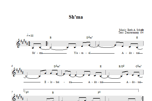 Beth Schafer Sh'ma sheet music notes and chords. Download Printable PDF.